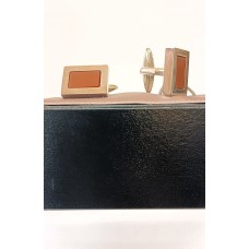 Μανικετόκουμπα Ατσάλινα Ορθογώνια Γυαλιστερά με επίχρυσο κέντρο STC13 